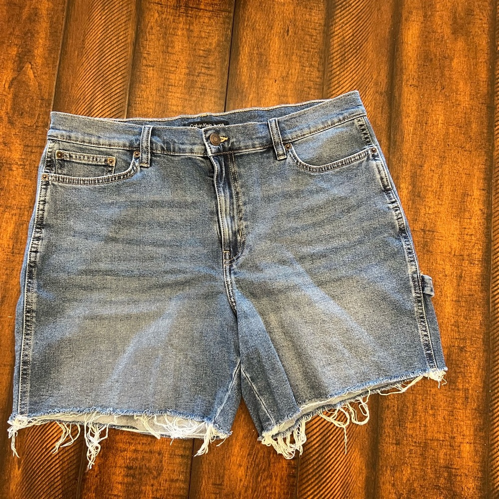 Calvin Klein Jeans Blue Frayed Hem Shorts